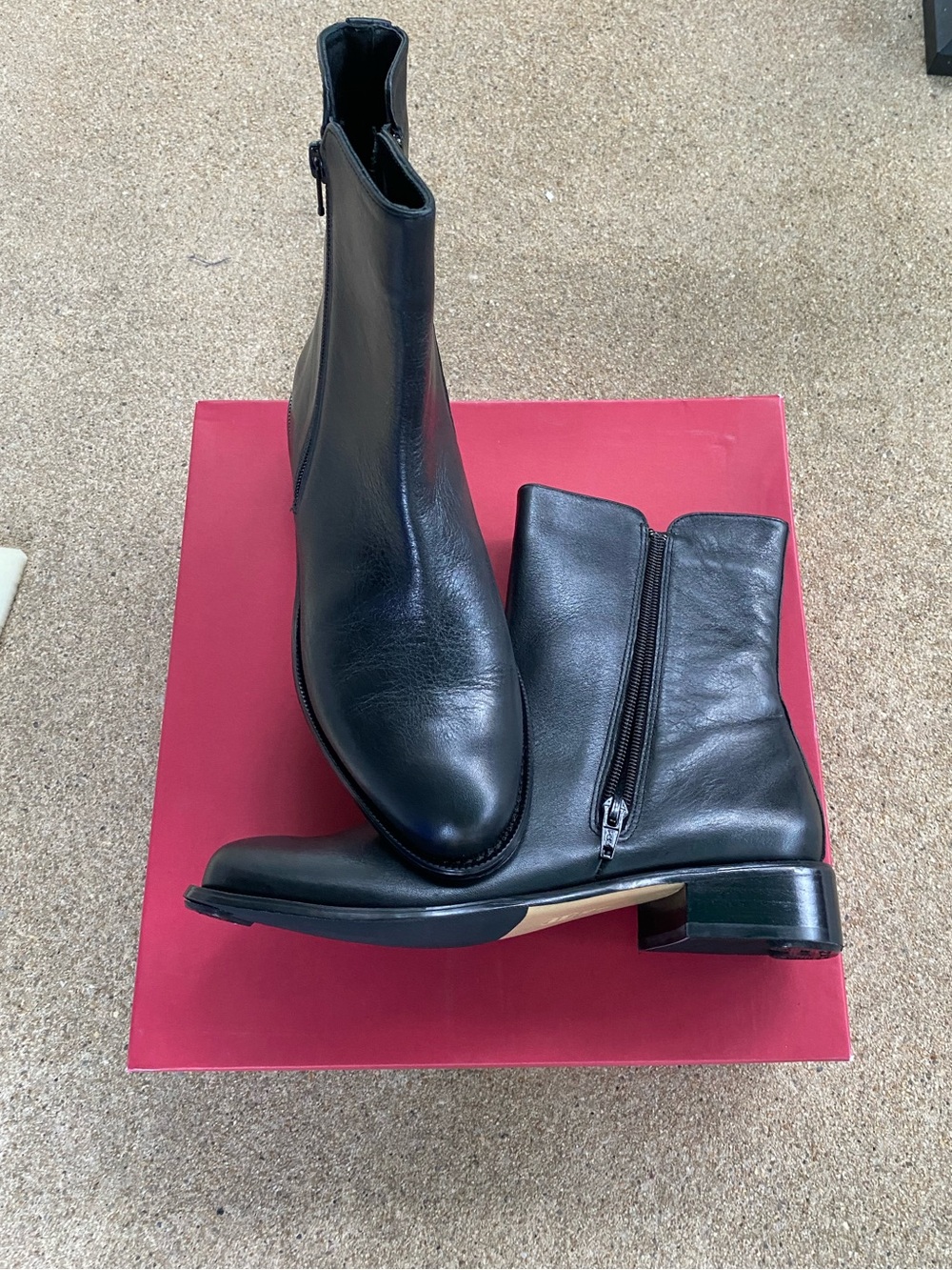 Women's Vaneli Black Leather Zip Ankle Boots